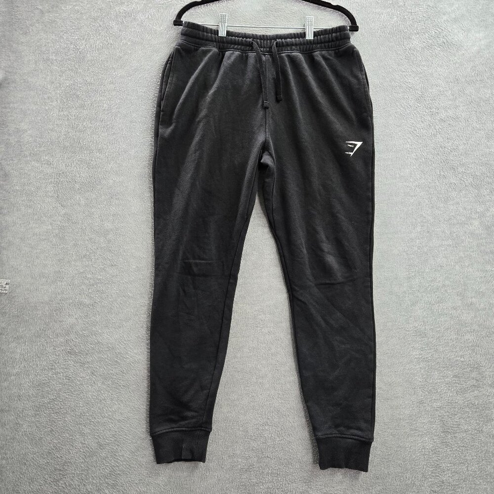 Gymshark Men Activewear Pants Small Black Jogger Logo Embroidered
